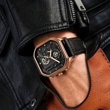 1pc Men's Casual Sports Square Numeric Scale Calendar Dial Classic Quartz Wristwatch (1pc/Set), Watch Box Not Included - Black - View 3