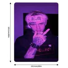 1pc Soft Shaggy Lil Blanket - Peep Printed Rapper Flannel Hippie Psychedelics Art Throw Blanket - All Season Warm For Couch Sofa Bedroom Decoration - Multicolor - View 11