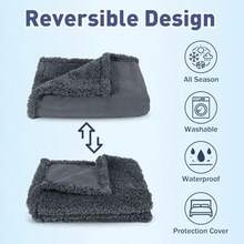 Kritter Planet Waterproof Blanket For Dogs Pee Proof Sherpa Fleece Reversible Cover For Couch Or Bed Liquid Proof Furniture Protector For Small Medium Size Animals - 30"x25"+Màu xám than - Xem 6