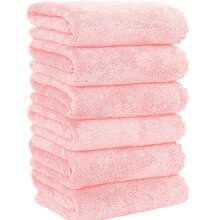 超柔软毛巾 3/6/12/24 包，优质超细纤维毛巾，吸水速干珊瑚绒毛巾，浴室、酒店和健身房用多用途毛巾 - 粉色 - 查看 9
