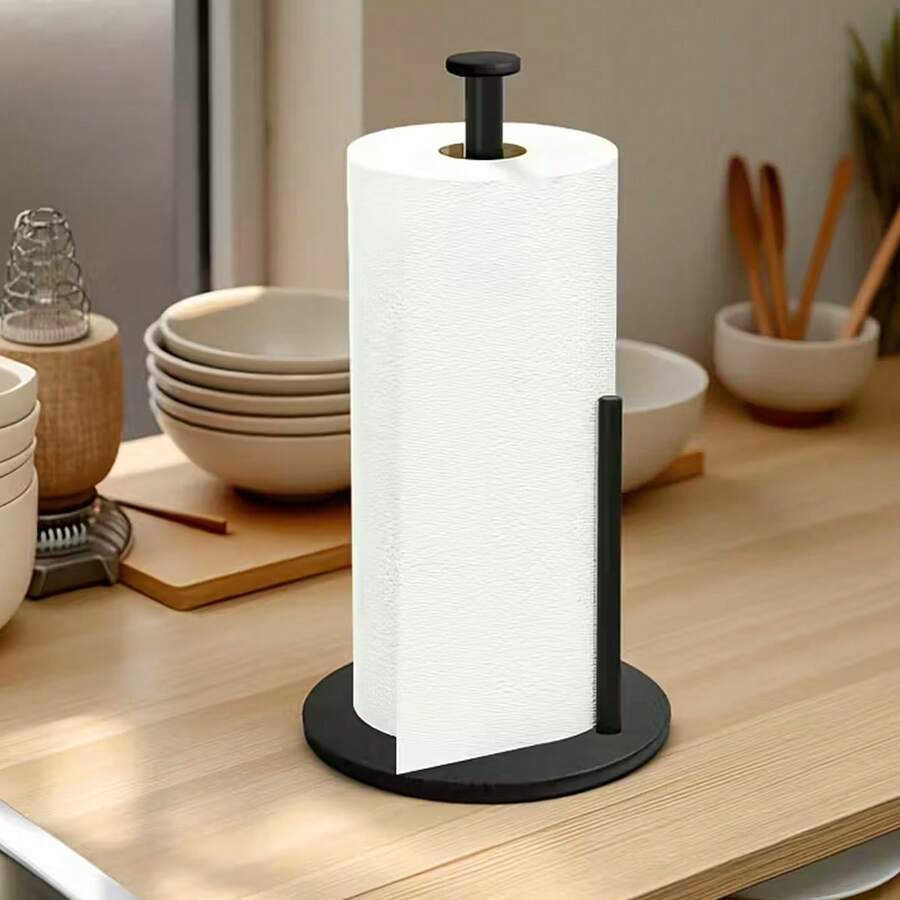 1pc Kitchen Paper Towel Holder, Silver Paper Towel Rack, Kitchen Paper Towel Dispenser, Countertop Paper Towel Organizer, Thickened Base Paper Towel Stand, Kitchen Storage Accessory - Multicolor - View 1