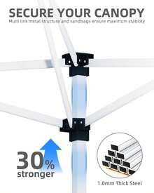 3Mx3M Carpa Plegable con Montaje Instantáneo, Toldo Gazebo de 3 Alturas Ajustables en Tela Oxford 210D y Estructura Antióxido, Bolsa con Ruedas y 4 Sacos de – Protección UV para Playa, Fiesta, Outdoor - Verde - Ver 7