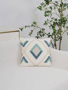 1pc Large Plaid Rhombus Pattern Pillow Cover, Bohemian Canvas Tufted Embroidered Cord Craft, Bedroom Room Bed Decor Cushion Cover, Nordic Daily Home Living Room Sofa Car Pillow Case, Holiday Party Outdoor Garden Textile Decorative Pillowcase, Multi-Color, All Season, Without Insert, 30*50cm 45*45cm