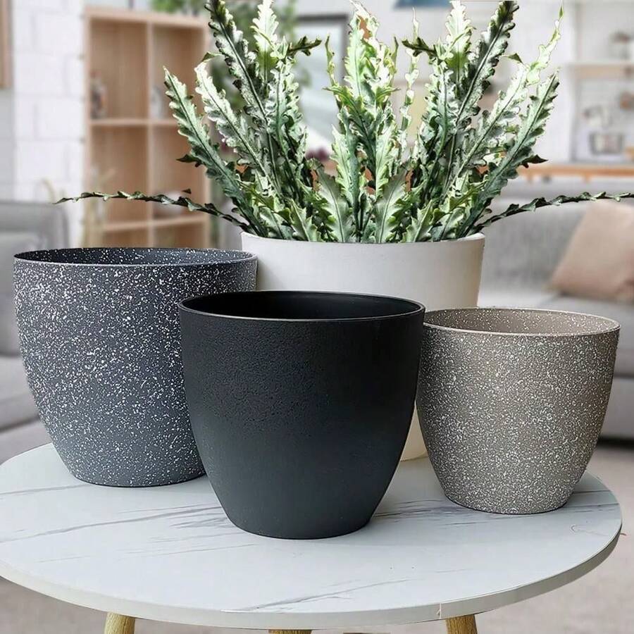 磨砂仿石盆景花盆阳台植物盆家居装饰用品大容量植物生长栽培盆 - 彩色 - 查看 1