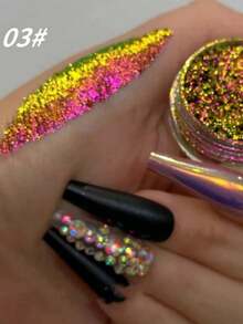 6 Colors/Set Glitter Nail Polish, Aurora Flakes Glitter, Fashionable DIY Nail Art Decor, Essential For Nail Salon Beginners, Y2K Style - 彩色 - 查看 4