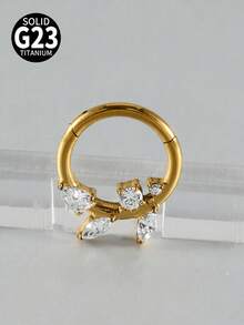 1 件 G23 钛金雕刻氧化锆 16G 鼻中隔环铰链鼻甲环耳屏耳轮耳甲耳环穿孔饰品 - 如圖 - 查看 23