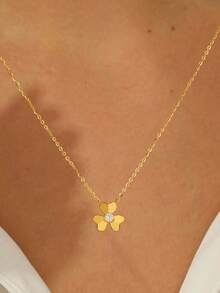 قلادة الوبري الفضي 925 ذات السطح الناعم للنساء ، قلادة وبري أنيقة وحلوة للسيدات بشكل وردة محظوظة ، متنوعة للارتداء اليومي والهدايا