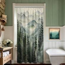 Green Forest Small Shower Curtain Stand Up Stall Shower Curtains Rv Narrow Nature Rustic Woodland Pine Tree Bathroom Decor, Waterproof Cloth Fabric With Hooks 48''W X 72''L{"Color_name":"Green","Size_name":"48\"Wx72\"L(Packof1)"} - 多色6 - 查看 2