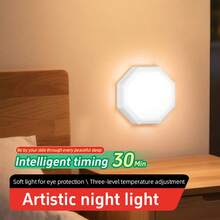 Rechargeable Night Lights, Magnetic LED Push Button Light For Stairway, Hallway, Kitchen, Closet, Cabinet, Bedroom, Kids' Room - White - View 1