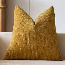1 Vỏ gối nhung trung tính, Vỏ gối trang trí có họa tiết mềm mại, Thích hợp cho ghế sofa, giường, trang trí nhà cửa, 45 X 45 cm - Màu vàng - Xem 9