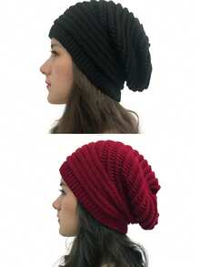 1/2pcs Pleated Beanie Hat, Women Spring/Summer Korean Style Single Layer Knitted Cap, Versatile Ear Warmer Turban Hat