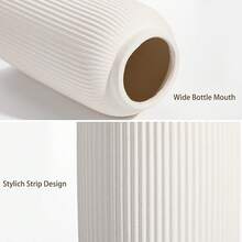 Keramik Vase 24 Weiße Vase Blumenvase Vasen Matt Rund Boho Dekovase Ästhetik Flasche für Blumen Ästhetik Wohnzimmer Schlafzimmer Küche Badezimmer Tischdeko - Beige - Übersicht 4