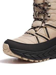 CAMEL CROWN Giày bốt đi tuyết thông thường cho nữ, Giày đi tuyết mùa đông ngoài trời, Giày đi bộ đường dài, Giày cotton ấm áp, chống trượt, chống thấm nước, có đệm - Cà phê sữa/đen - Xem 4