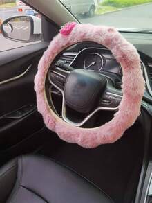 Husă volan auto caldă de iarnă, husă de protecție pentru volan auto de pluș, fără inel interior, husă de mâner pentru volan de iarnă pentru fete drăguțe.