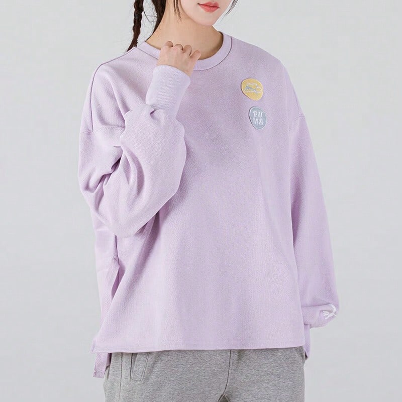 PUMA 女式运动服跑步训练休闲卫衣 - 紫色 - 查看 1