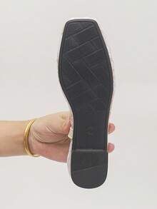 Women's Fashion Sequin Square Toe Flats, Slip-On Casual Shoes For Daily Wear, Suitable With Dresses, Size 35-43, Spring/Autumn