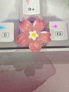 2 Cute Cat Paws/Pink Heart-Shaped Keycaps Upgrade Your Keyboard - Suitable For DIY Customization, Cross Axis Keycaps - Pink Flowers - View 5