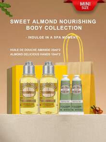 Mini Shampoo and Conditioner Set (sweet Almond Shower Oil 35ml*2 + Sweet Almond Hand Cream 10ml*2)