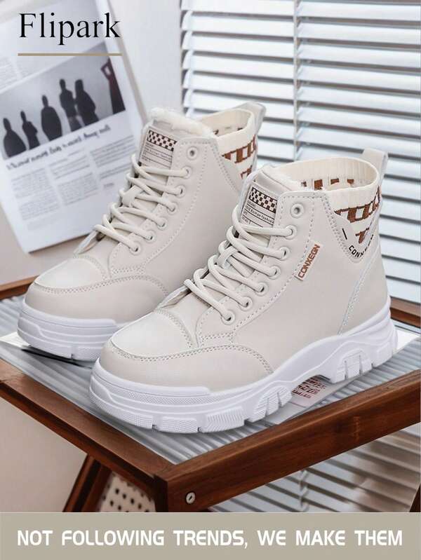 Flipark 1 par de zapatos de mujer de estilo deportivo casual con plataforma, botas de tobillo caqui y tejido con cordones para el uso diario