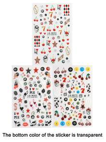 Hình dán móng tay họa tiết Y2K Pool 8 Ball Dice Leopard Cherry 7, họa tiết kẻ caro đỏ đen hình bài poker Leopard, trang trí móng tay sáng tạo, hình dán móng tay tự dính thiết kế năm 2025, dụng cụ làm móng DIY cho tiệm nail. - Nhiều màu - Xem 12
