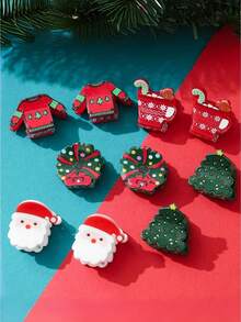 10 Stücke süße minimalistische Mode Weihnachts Haarklammern für Kinder, Cartoon Haarspangen Haraccessoires für Mädchen