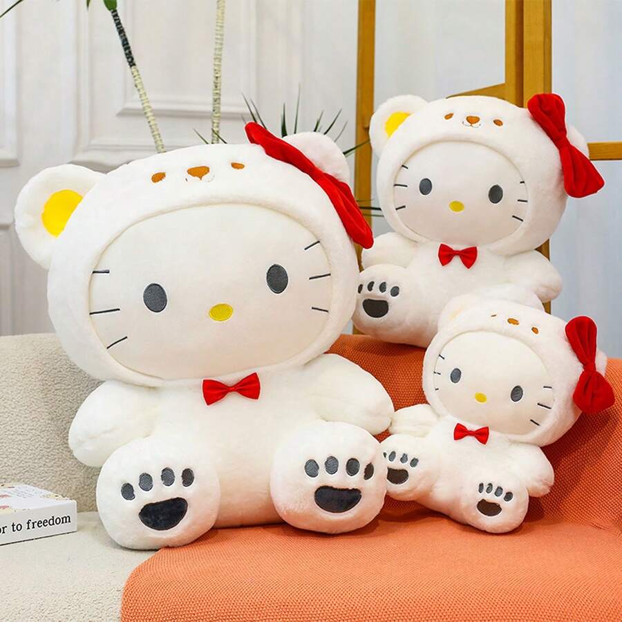 Hello Kitty 毛绒公仔变身白熊，Kitty 猫睡娃娃枕头，沙发垫，生日礼物