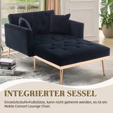 Modern Style Armchair, Recliner Chair With Adjustable Backrest, Folding Sofa Chair, Suitable For Living Room, Bedroom, Study Room (Beige) - Black + Velvet + Foam - View 6