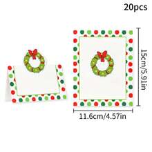 20PCS Christmas Party Decoration Seat Cards, Christmas Hats, Christmas Trees, Christmas Wreaths, Christmas Hearts, Christmas Elf Theme Elements, Party Decorations Can Be Folded As Cards, Suitable For Christmas Party Desktop Decorations