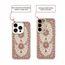 1个复古异域粉色花卉图案TPU材质手机壳，兼容苹果17 Pro Max/17/16 Pro Max/15/13/12/11，兼容三星Galaxy S20 FE/A15/S24/A55，兼容红米Note 11/12/13 Pro，全包防震软壳保护套，国际版，非国内版 - 白色 - 查看 7