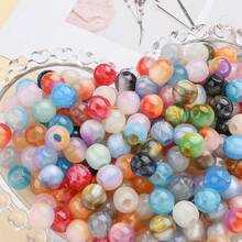 25/30pcs Fashion Large Hole Resin Beads, High Quality Faux Jade Smooth Loose Beads - Glitter, Agate, Mermaid And More Designs, For DIY Bracelets, Necklaces, Scarf Decorations - Multicolor - View 2