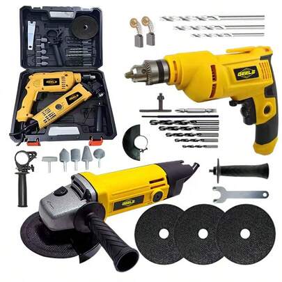 Furadeira Profissional 850W 10mm e ESMERILHADEIRA 850W KIT 2 EM 1 Com Estojo Rígido 110V