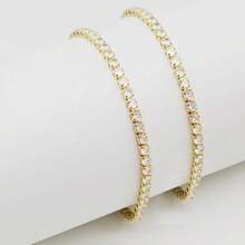 1 件/2 件银色/金色/彩色/玫瑰金水钻锆石锌合金手链，奢华简约全铺锆石手链，精致时尚珠宝配饰适合女性日常佩戴