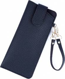 Bolsa de piel para anteojos de sol, funda de piel sintético suave con clip para mujeres, hombres y ni?as, organizador portátil de lentes auténticos, bolsas de regalo para viajes al aire última - negro - Ver 1