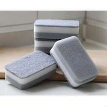 2025 Nuevo limpiador de esponja reutilizable gris y blanco, herramienta de fuerte fregado para la limpieza de la cocina