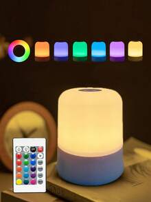 1pc Touch Sensor Bedside Lamp, Dimmable, RGB Multi-Color, With Remote Control/3 Color Lighting, Rechargeable Desk Lamp, Suitable For Home Bedroom, Nursery, Nursing Room - Multicolor - View 3