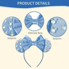 Eissya  Ears Headband Fashion Headband Hairtie Blue Pearl Medium