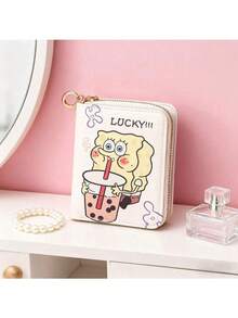 1 قطعة محفظة صغيرة بسحاب بتصميم كرتوني لشخصية سبونج بوب مناسبة للسفر والهدايا