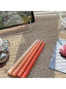 A Box Of 4 Morandi Gradient Colored Threaded 10 Inch Long Candles, Suitable For Home Use, Romantic Weddings, Decoration, And Candlelight Dinners Gifts Birthday Graduation - Multicolor - View 24