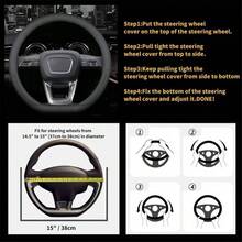 Funda para Volante en Forma de D, Funda para Volante de Coche, 15 Pulgadas, Transpirable, Antideslizante, con 1 pcs Toallas de Limpieza de Microfibra A - A - Ver 4