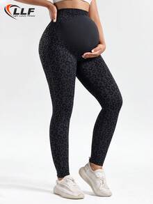 LLF 无缝豹纹孕妇瑜伽裤，高弹力紧身裤，柔软亲肤面料，适合瑜伽、健身和休闲穿着