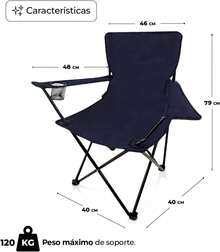 Silla de Camping Plegable, Ligera y Resistente, Con Portavasos, Azul Marino, Pack de  Sillas - CAMUFLAJE GRIS - Ver 8