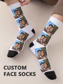 1 Pair Of Customized Face Men's Mid Tube Socks, Put Any Face On Socks, Personalized Socks For With Photos, Interesting Customized Picture Pairs With Medium To Long Socks, Suitable For Valentine's Day, Birthdays, Gift Giving, And Other Occasions,Personalized, Fun, Rich And Colorful, Creative Anime Cartoon Design, Holiday Gifts,Gymboy - Multicolor - View 3