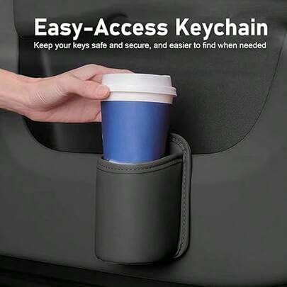 Car Door Large Cup Holder, Multifunctional Storage Bag Trash Can For Beverage Water Cup Mobile Phone, Waterproof Cleanable Leather Insert Organizer For Seat Back, For Cars Trucks (Black)