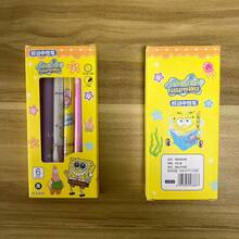 6pcs/Box Cartoon Star Spongebob Push-Button Ballpoint Pens, Cute Patrick Star Design, Colored Pens, Journaling Supplies, Office Accessories, 0.5mm Black Carbon Ink Pens, Suitable For Gifts/Christmas Gifts/Gifts For Men/Christmas Stocking Stuffers