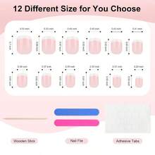 Yokilly Natural French Acrylic False Nails Kit Including 12 Different Size Short Pr On False NailsPink White Nails Tips Sets With Nail Glue Stickers Files And Stick 120 Pcs - 粉紅色1120PCS - 查看 4