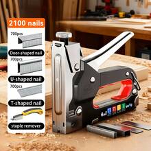 4-in-1 Schwerlast-Stahlnagler, eine Vielzahl von Paketen zur Auswahl, einstellbarer Hefter, manueller Betrieb, Nagel-Zieh-Werkzeugsatz für Holz, Polsterung, Tischlerei, Heimwerken - ohne Batterien erforderlich - Schwarz - Übersicht 9