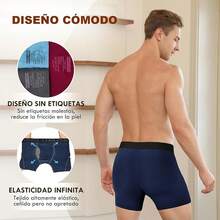 Boxer Hombre 7 Piezas Calzones de Hombre con Pouch de Soporte Total 3D Bambú Rayón Ropa Interior Hombre Transpirable Suave - 3 Negro/2 Gris Oscuro/2 Azul Marina - Ver 3