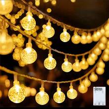 1 pieza Luces de cadena de bola de cristal LED, luces de decoración de ambiente para carpa de camping al aire libre, lámpara de bola de cristal, decoración para habitación, patio exterior