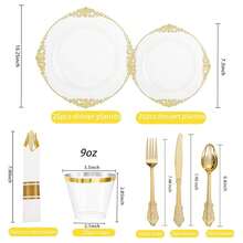 Clear Plastic Plates Disposable Set - 175pc Party Supplies For 25 Guests - As Picture/L - View 4