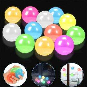 [ Glow Sticky Balls] 2/5/10pcs Glow In The Dark Sticky Balls Fidget Balls, Sensory Balls, Fun Balls For Adults, Party Favors Goodie Bags, Treasure Chest For Prizes, Birthday Perfect Gift